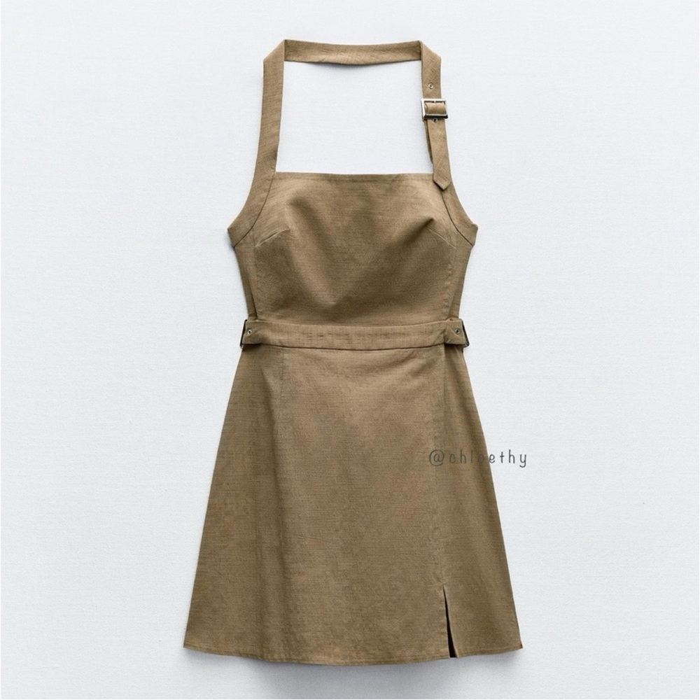 Brown Zara Dress with buckle straps.
